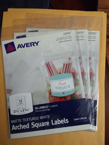 3pk Avery 22935 Matte Textured White Arched Square Label 2 1/2 x 2 5/16