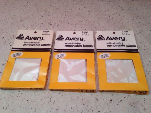 LOT of 3Box Avery Rectangular all purpose Labels 1 x 3 White Removable 750 Total
