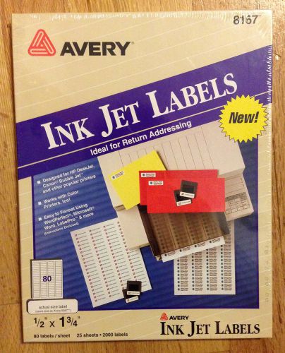 Return Address Labels Avery 8167 2000 count for INKJET Printer White NEW