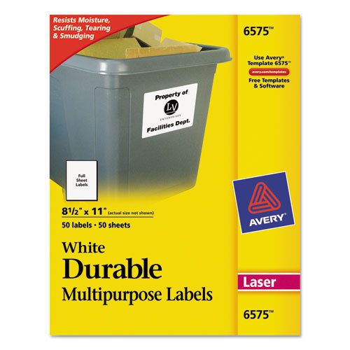 Permanent durable id laser labels, 8-1/2 x 11, white, 50/pack for sale