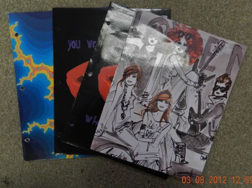 Pocket portfolio folders lot of 4 vampire love now girl band fractals youth teen for sale