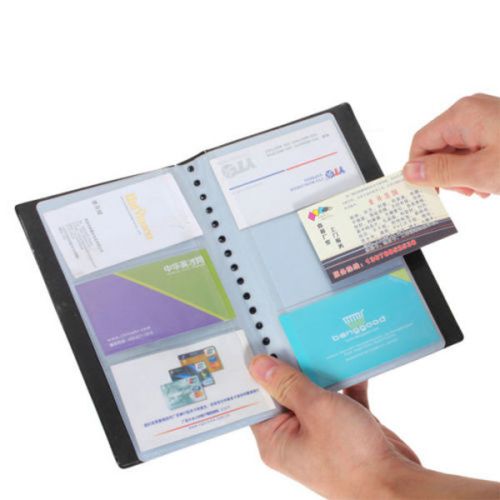 120/160/192/240 Sheets Business Name ID Credit Card Holder Leather Book Case B