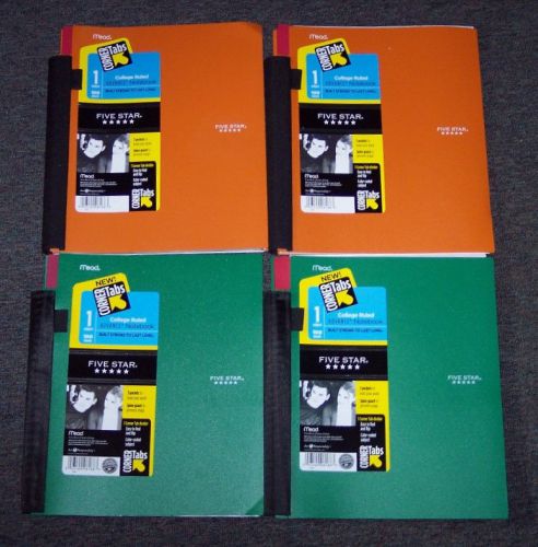 4 new mead five star advance notebook  w/ pockets/spine guard/corner tab divider for sale