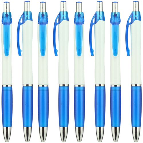 lot 8pcs plastic blue new ballpoint pen,black ink refill,cool writing instrument