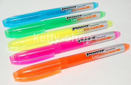 Power Line 4 mm Fluorescent Pen Highlight Pen Highlighter x 5 (Made in Korea)