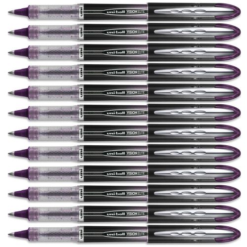 Uni-ball vision elite blx rollerball pen micro 0.5mm purple ink 12-pens for sale