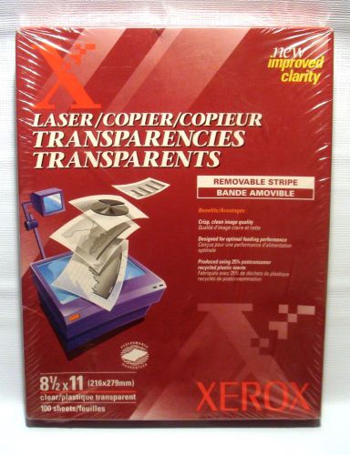 New Xerox Laser Copier Transparencies Removable Stripe 8.5 X 11 Clear 100 Sheets