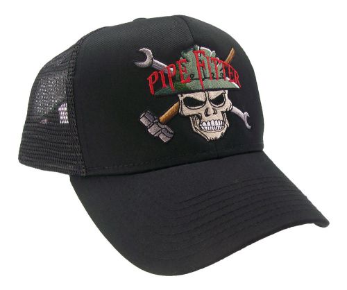 Pipefitter Skull Construction Oilfield Roughneck Embroidered Mesh Cap Hat