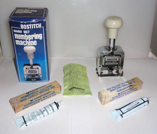 BOSTITCH STANLEY MODEL 607 NUMBERING MACHINE w/ INK, INSTRUCTIONS &amp; BOX