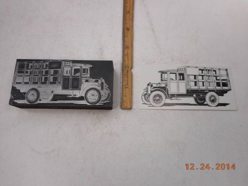 Letterpress Printing Printers Block, Old Fashion Stake Bed Truck