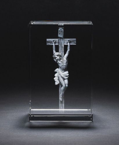3D Religious Jesus Laser Engraved Crystal Glass Picture + LED Base