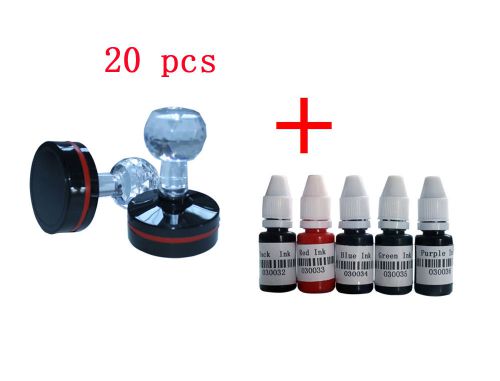 20 pcs Stamp  Pre-inked Flash Stamp with Crystal Handle +Refill ink