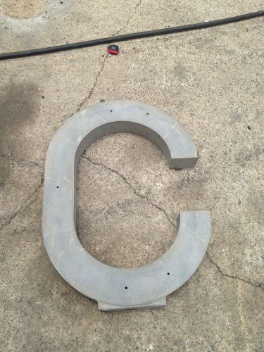 &#034; C &#034; Block Style Metal Letter 30 in L 22 in W Sign Statue Art Stamp unfinished