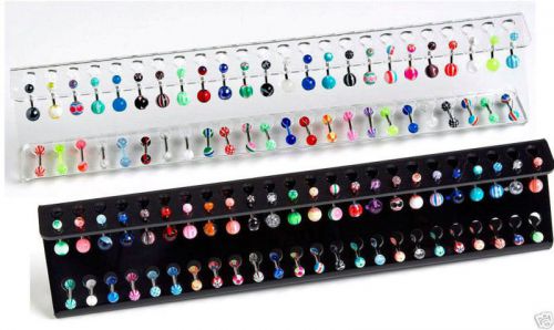 2 PK  Black &amp; White  Z-Strip Belly &amp; Tongue Displays Hold 48 PCS Body Jewelry