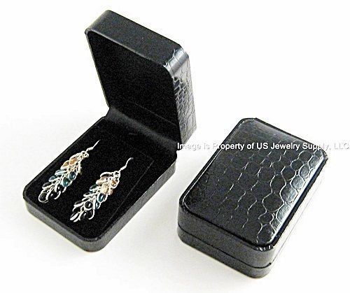 1 Elegant Black Crocodile Pattern Large Earring or Pendant Gift Box