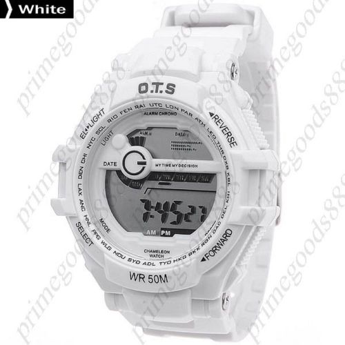 Waterproof Digital Wrist Wristwatch Free Shipping Back Light Stopwatch White
