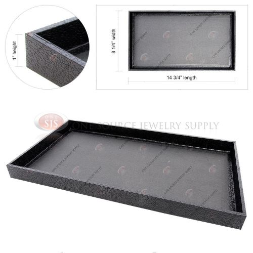Black Wooden Sample Display Tray Organizer Covered Faux Leather 14 3/4&#034; x 8 1/4&#034;