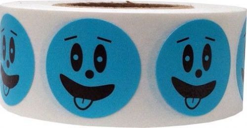 Goofy Happy Face Stickers -3/4&#034; Round Red Stickers - 500 Total Labels