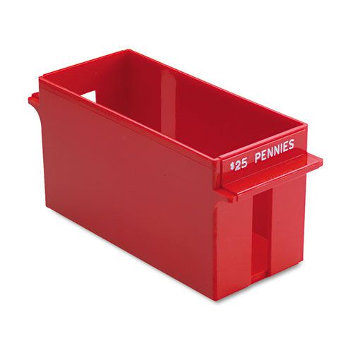 Extra capacity rolled coin storage tray, holds $25 in pennies, red for sale