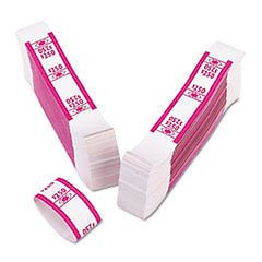 1000 Color-Coded Kraft Currency Straps, $1 Dollar , $250, Self-Adhesive, Pink