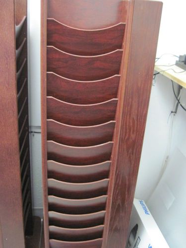 A Pair of Real Mahogany Wood Rotating Magazine Racks (Bretford item # 137021)