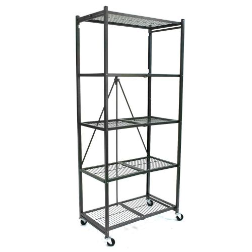 Origami 5 tier general purpose rack/shelving unit in pewter - strong steel frame for sale