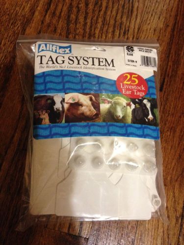 New Allflex LARGE WHITE  Ear Tags bag of 25 for cattle, calf tags