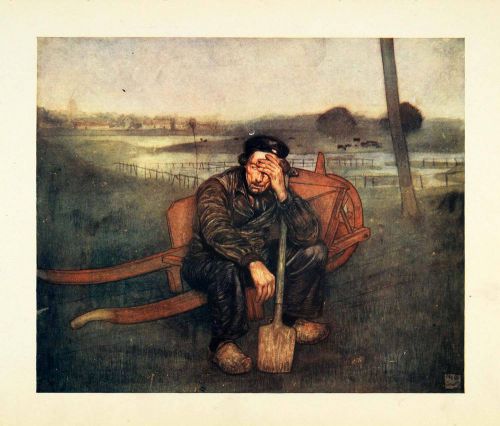 1904 print nico jungmann art holland farmer shovel hand plow agricultural xge7 for sale