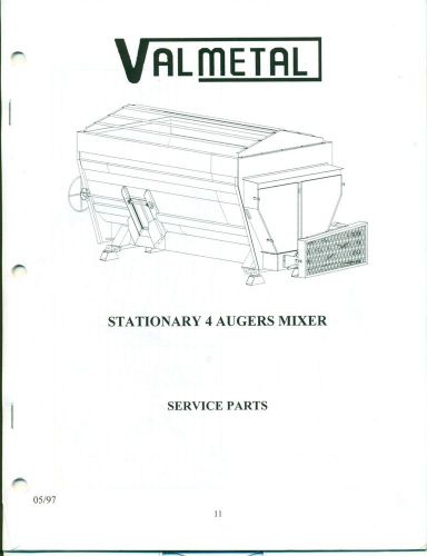 VALMETAL STATIONARY 4 AUGERS MIXER SERVICE PARTS 05/97  (AG-7)