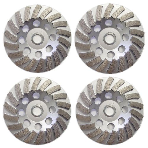 4pk 4.5&#034; turbo concrete diamond grinding cup wheel for angle grinder - premium for sale