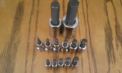 13 New Craftsman 1/2, 3/8, 1/4 inch Drive Socket Set, Hex Allen Bit, SAE, USA