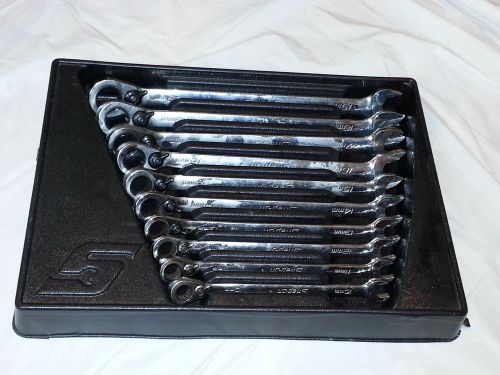 Snap On 10 Pc. SOEXRM710 Metric Flank Drive Plus Ratcheting Wrench Set SOEXRM10