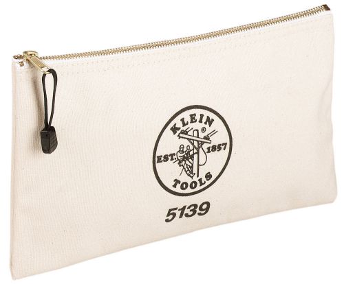 Klein Tools 5139 White Canvas Zipper Bag 7 x 12.5 Inches