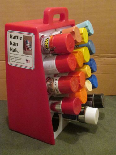 Spray paint can storage rack - &#039;RattleKanRak&#039;(tm) - Safety Red - made in USA