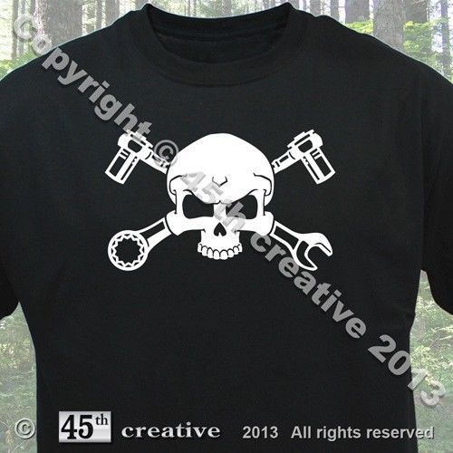 Mechanic Crossbones T-shirt - wrench ratchet socket tool box skull bones t shirt