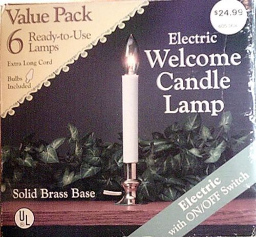 &#034;WELCOME CANDLE&#034; LAMPS:SIX PACK OF 10 INCH, BRASS BASED, SWITCHED AND WITH BULBS
