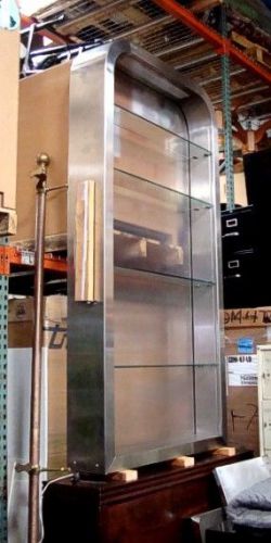 CUSTOM STAINLESS STEEL/GLASS CONTEMPORARY OPEN WALL DISPLAY CASE