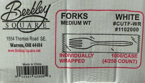 Berkley Square Individually Wrapped Medium Weight Plastic FORKS *CASE OF 1000*