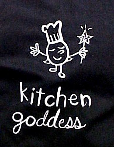 Waitress Grill Bib Apron Kitchen Goddess Embroidered Novelty Aprons Black New
