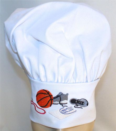 Basketball Sports Team White Chef Hat Adult Size Whistle Shoes Coaching Monogram
