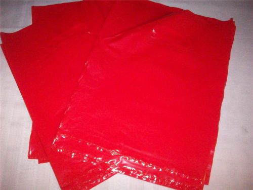 100 Pcs 9 x12 Plastic Merchandise Bags Flat Super Gloss Red Lusterglo Handles