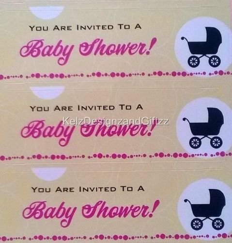23 x YOU ARE INVITED TO A BABY SHOWER Labels Stickers for Invitations Cards