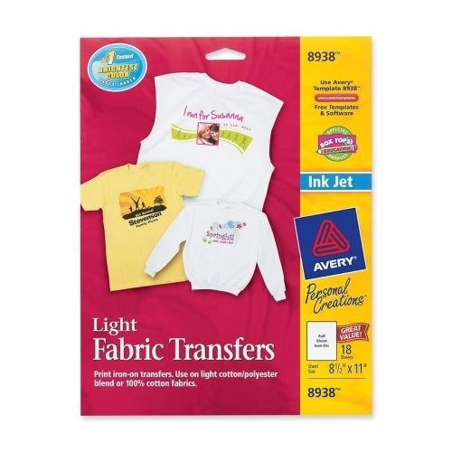 AVERY 8938 Iron-On T-Shirt Transfers 18/PK 8-1/2inx11in
