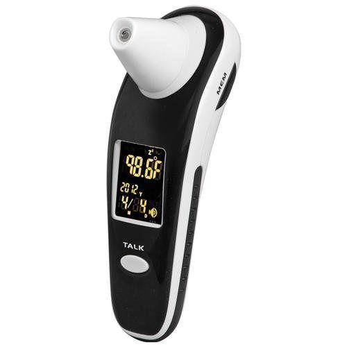 HealthSmart® DigiScan Forehead &amp; Ear Thermometer, Black/White, Digital/Verbal Re