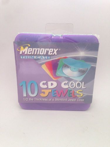 Memorex Thin Cd Cool Jewel Cases, Multi-colored, 10 Pack CD/DVD NEW