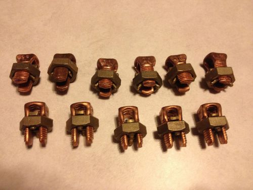 Lot of 11 NSI N-4 #3 SOL Copper Split Bolt Connectors