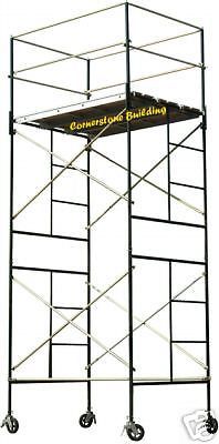 Scaffold rolling tower 14&#039; high working deck w/ railing for sale