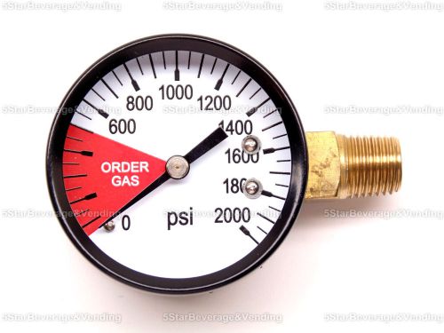 Co2 high pressure replacement gauge 0-2000 psi 1/4&#034; npt lh threads home brew for sale