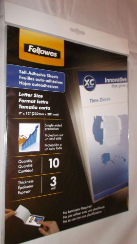 Fellowes Letter Size Self Adhesive Laminating Sheets 10 Pack 3 mil Thick