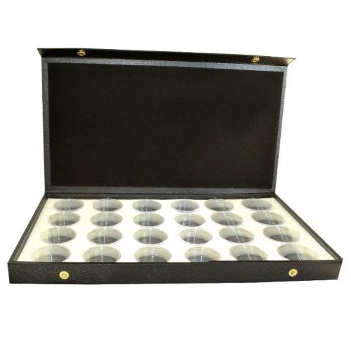 Lot of 24 gem jars showcase tray w/lid gemstone organizer jewelry box 1 1/2&#034;tall for sale